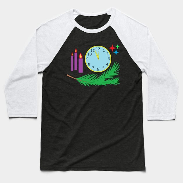 Limited Edition! Happy New Year / Candles and clock V1 Baseball T-Shirt by Vladimir Zevenckih